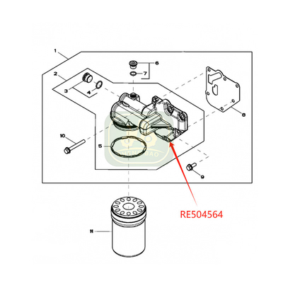 Engine System RE504564 R502505 Oil Filter Head For  Tractors